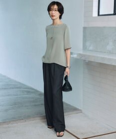 ICB L 【洗える】 ドレープスラブデニム ワイドパンツ