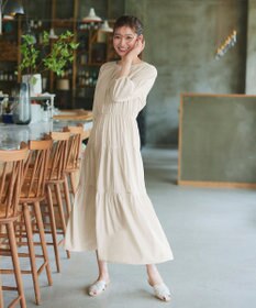 Tiaclasse 【2WAY・洗える】パフスリーブティアードマキシワンピース