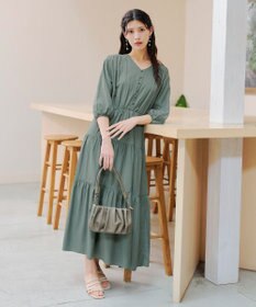 Tiaclasse 【2WAY・洗える】パフスリーブティアードマキシワンピース