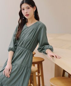 Tiaclasse 【2WAY・洗える】パフスリーブティアードマキシワンピース