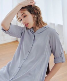 Tiaclasse 【新色追加・洗える】麻調パーカーチュニックブラウス