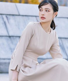 Tiaclasse L 【洗える】アシンメトリータックフレアワンピース