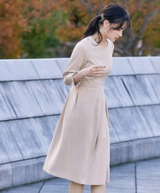 Tiaclasse L 【洗える】アシンメトリータックフレアワンピース