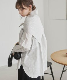 WEGO 【ANGIE VINTAGE】スカーフ付きオーバーサイズストライプシャツ
