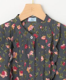 組曲 S カッティングローズプリント フリルブラウス