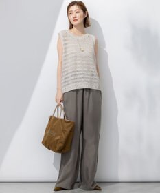 23区 【洗える】テープミックススカシ ノースリーブ ニット