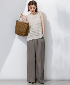 23区 【洗える】テープミックススカシ ノースリーブ ニット