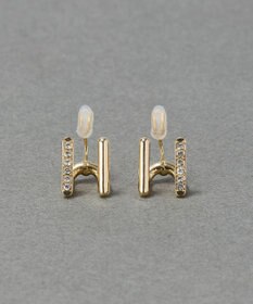 Phoebe 【痛くないシリーズ/金属アレルギー対応】ダブルラインビジューライトフィットイヤリング　ゴールド