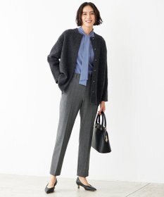 自由区 【撥水加工・洗える】TRギャバ裏起毛チェック柄テーパード パンツ