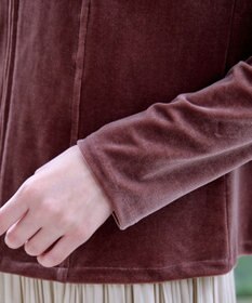 Tiaclasse L 【洗える】ベロアショートパーカー