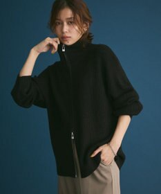 Green Parks ＺＩＰ付き畦ニットチュニック