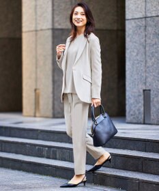 自由区 【セットアップ対応・洗える】トリアセダブルクロステーパード パンツ