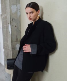 BEIGE， 【andGIRL 秋号掲載】LEMOORE / ウールリバースタンドカラーショートコート