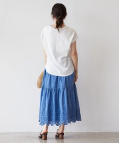 Feroux 【洗える】刺繍ティアード スカート
