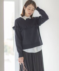 組曲 バスケット編みフリル ニット