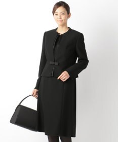 自由区 FORMAL 【ウォッシャブル対応】ドビーボーダーリボン ジャケット+ワンピース