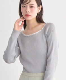 earth music&ecology 【予約】レーストリムリブニットプルオーバー