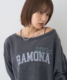 earth music&ecology ランダム刺繍オフショルプルオーバー