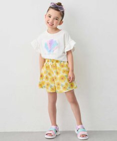 ANY KIDS 【綿100%】ひんやり フリル袖 もしゃもしゃTシャツ