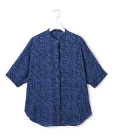 ICB L 【新色追加・WEB限定カラーあり】BackSatinAmunzen 5分袖バンドカラーブラウス