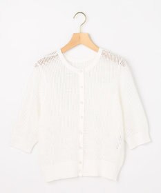 組曲 L 【先行予約・前後着用可】メッシュニット 七分袖カーディガン