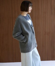 UNFILO ナイロンシャギー Vネックカーディガン