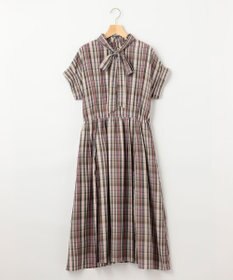 組曲 【リボンタイ付き】シアーツイルチェック ワンピース