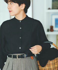 23区 【Oggi10月号掲載/洗える】ウールシアービエラ バンドカラー シャツ
