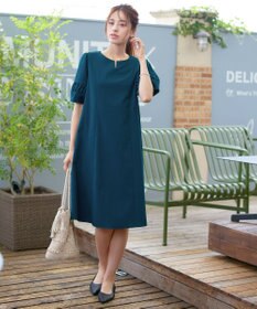 Tiaclasse L 【洗える】ギャザーランタンスリーブワンピース