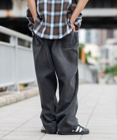 WEGO 【ユニセックス着用ITEM/SMLサイズ展開】ルーズテーパードデニムパンツ