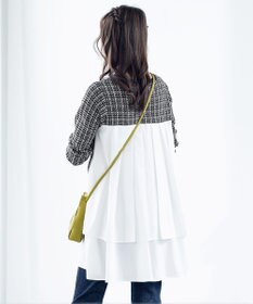 Tiaclasse 【洗える】ツイード2段フレアチュニックブラウス