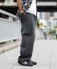WEGO 【ユニセックス着用ITEM/SMLサイズ展開】ルーズテーパードデニムパンツ