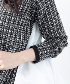 Tiaclasse 【洗える】ツイード2段フレアチュニックブラウス