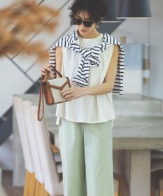 J.PRESS LADIES 【シワになりにくい】コットンフィッティーシャーク ワイドパンツ