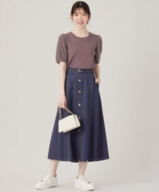 ANY SIS L 【洗える】マリンディテールシャンブレー スカート