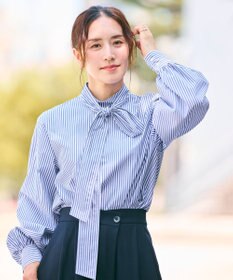 #Newans 【洗濯機可】ステッチデザインリボンタイブラウス