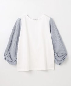 ANY 【洗濯機可/UVケア/アンチピリング】布帛ねじり袖コンビプルオーバー