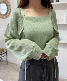 WEGO アンサンブルメッシュリボンカーディガン