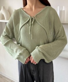 WEGO アンサンブルメッシュリボンカーディガン