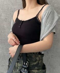 WEGO 【カップ付きインナー】パット付きフロントボタンレースキャミ