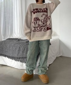 WEGO ファニーグラフィックフラッフィーニットプルオーバー