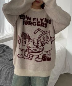 WEGO ファニーグラフィックフラッフィーニットプルオーバー