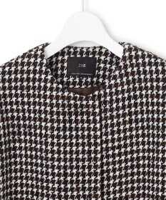 23区 S チェック ツイード ノーカラーコート