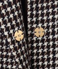 23区 チェック ツイード ノーカラーコート