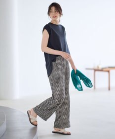 ANY 【洗濯機可/ウエストゴム】ウェーブプリントパンツ