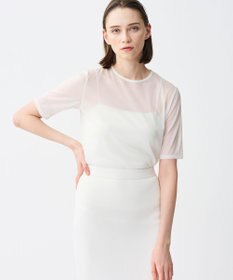 uncrave トリコットシフォン ハーフスリーブカットソー オフ