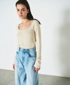 GRACE CONTINENTAL リブスクエアニットトップ