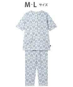WACOAL パジャマ 綿100%(本体) 天竺素材 ミントン 5分袖 半袖 長ズボン レディース NDT167 /ワコール