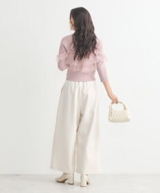 earth music&ecology 胸元チュールドッキングニットプルオーバー