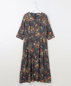 自由区 【洗える】フラワーガーデンプリント ワンピース